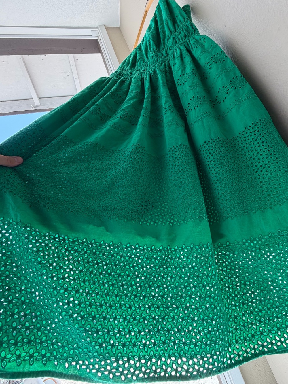 Emerald Green Eyelet Sundress - Classic Summer Dress 100% soft Cotton Women’s M - Picture 8 of 8